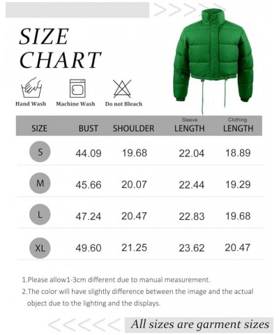 Women Cropped Puffer Jacket Winter Zip Up Short Padded Down Coat Green $22.04 Jackets