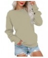 Women Sweatshirt Crew Neck sweaters Long Sleeve hoodies Block/Solid Casual Pullover Cute Lightweight Loose Tops 04-beige $7.0...