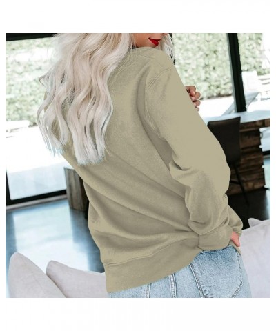 Women Sweatshirt Crew Neck sweaters Long Sleeve hoodies Block/Solid Casual Pullover Cute Lightweight Loose Tops 04-beige $7.0...