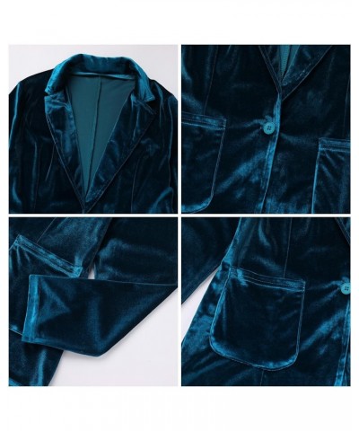 Velvet Blazer for Women 1 Button Long Sleeve Blazer Jacket Office Ladies Suit Wedding Funeral Tuxedo Jacket Peacock Blue $10....