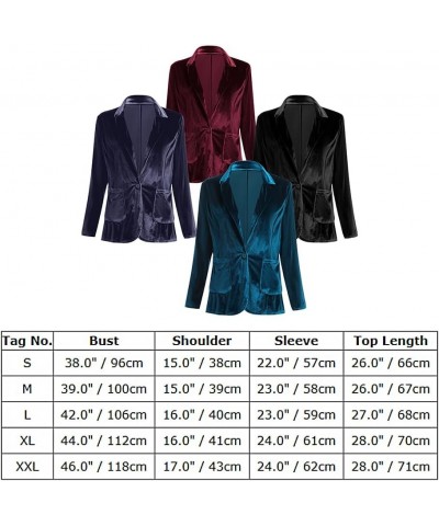 Velvet Blazer for Women 1 Button Long Sleeve Blazer Jacket Office Ladies Suit Wedding Funeral Tuxedo Jacket Peacock Blue $10....