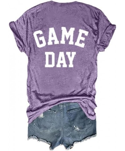 Sorry Can't Football Bye Shirt Game Day Tshirts Funny Football Lover Gift Casual V Neck Tee Purple $10.31 T-Shirts