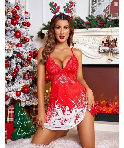 Women Lingerie Lace Chemise Sleepwear Babydoll Teddy Lingerie Elk Snow $8.73 Lingerie