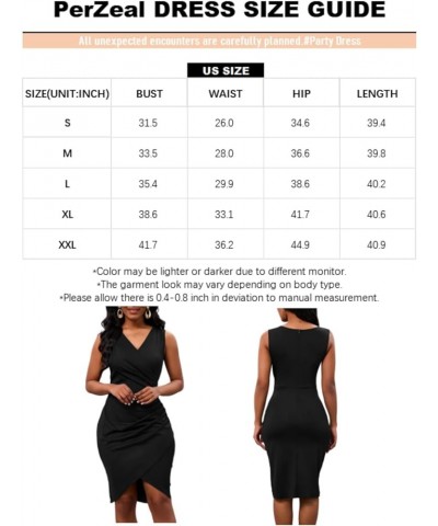 Women's Sexy Sleeveless V Neck Bodycon Dress Wedding Guest Cocktail Evening Party Work Faux Wrap Ruched Midi Dresses Black $1...