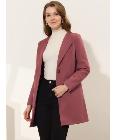 Women's Winter Overcoat Lapel Collar Single Breasted Outerwear Long Pea Coat Dusty Pink $25.60 Coats