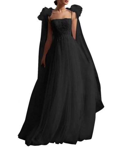 Long Sleeves Chiffon Wedding Dresses for Bride Off Shoulder Beach Wedding Bridal Gowns for Women Pure Black $52.99 Dresses