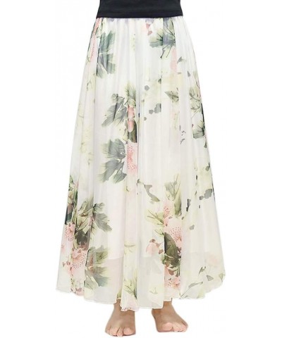 Womens Elastic Retro Printed Ankle Length Blending Maxi Chiffon Long Beach Skirt 61 $17.62 Skirts