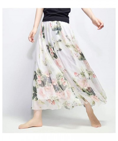 Womens Elastic Retro Printed Ankle Length Blending Maxi Chiffon Long Beach Skirt 61 $17.62 Skirts