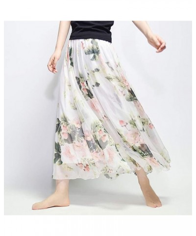 Womens Elastic Retro Printed Ankle Length Blending Maxi Chiffon Long Beach Skirt 61 $17.62 Skirts