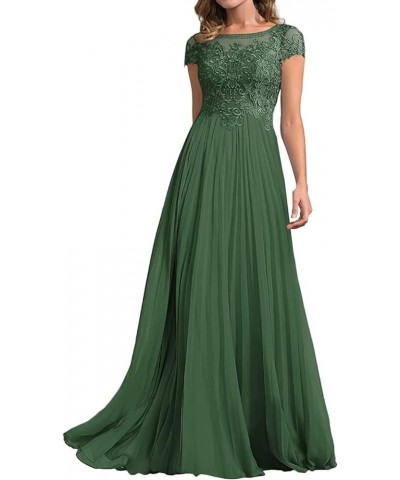 Women's Lace Mother of The Bride Dresses for Wedding Cap-Sleeve A line Long Formal Evening Party Prom Gowns Dark Green $52.80...