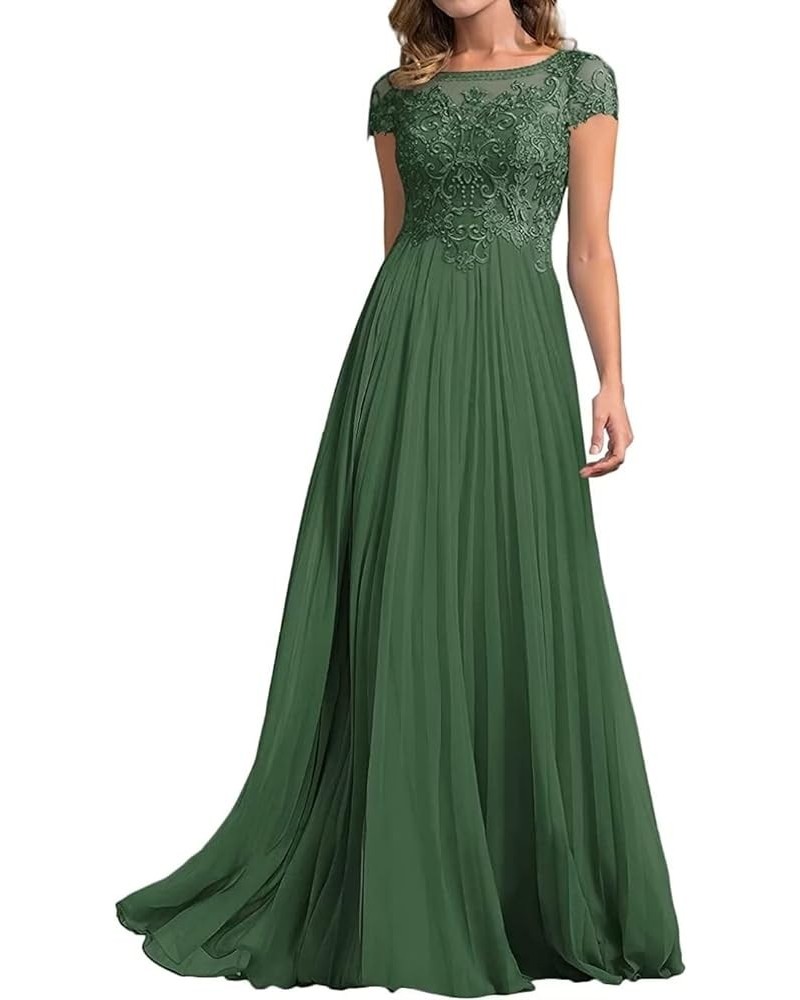 Women's Lace Mother of The Bride Dresses for Wedding Cap-Sleeve A line Long Formal Evening Party Prom Gowns Dark Green $52.80...