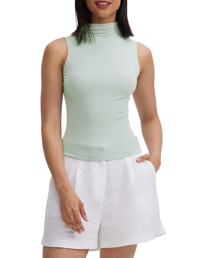 Women Sleeveless/Long Sleeve Mock Turtleneck Tank Tops Slim Fit Stretchy Layer Tee Shirts 50128 Cropped Sage Green $11.99 Tanks