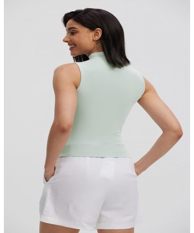 Women Sleeveless/Long Sleeve Mock Turtleneck Tank Tops Slim Fit Stretchy Layer Tee Shirts 50128 Cropped Sage Green $11.99 Tanks