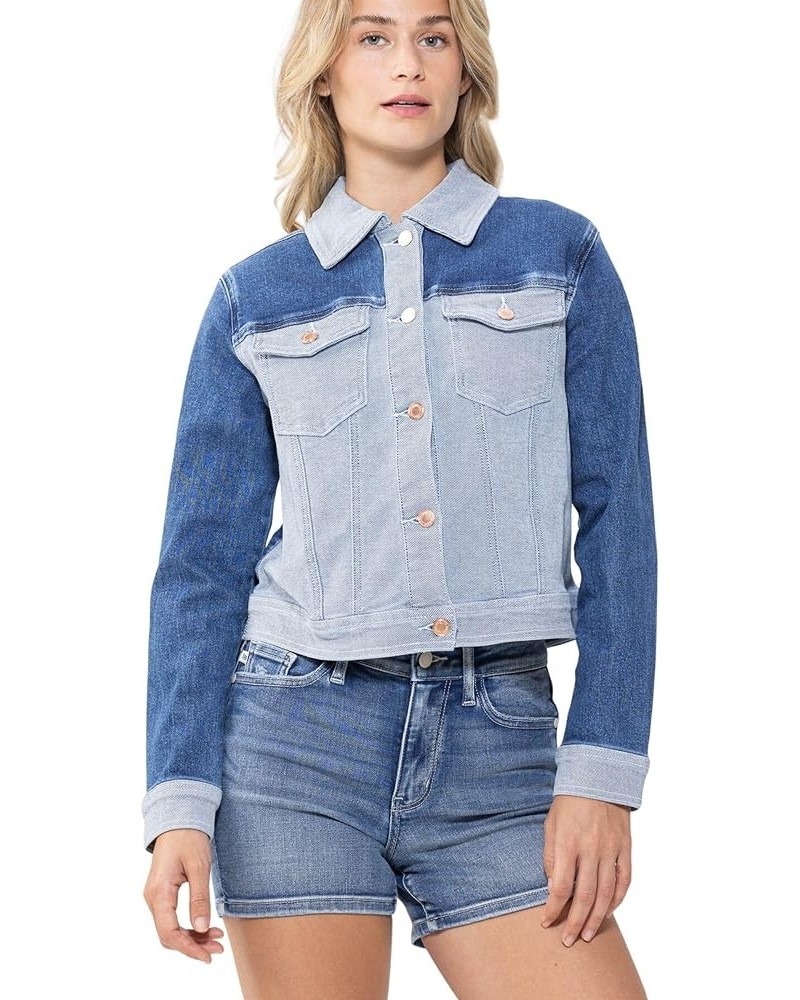 Women's Color Block Denim Jacket (2X, Light Blue) 2X Light Blue $13.24 Jackets