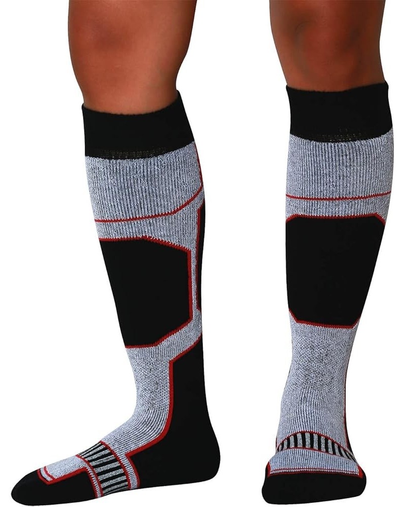 Snowboard Socks for Men - Comfortable Warm Skiing Snowboarding Sock Women, Winter 1 Pair - Black-white-red $11.75 Activewear