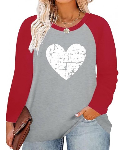 Women Plus Size Tops Valentines Day Shirt Love Heart Tshirts Buffalo Plaid Tee Tops 6_red $11.04 Tops