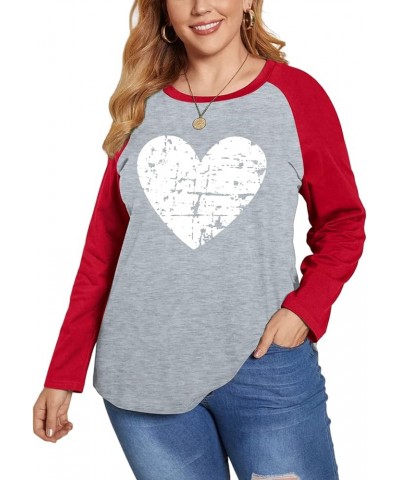 Women Plus Size Tops Valentines Day Shirt Love Heart Tshirts Buffalo Plaid Tee Tops 6_red $11.04 Tops