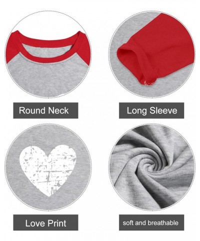 Women Plus Size Tops Valentines Day Shirt Love Heart Tshirts Buffalo Plaid Tee Tops 6_red $11.04 Tops