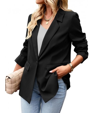 Women's Casual Blazer Open Front Long Sleeve Lapel Work Office Business Blazer Jacket with Pockets Black $19.37 Blazers