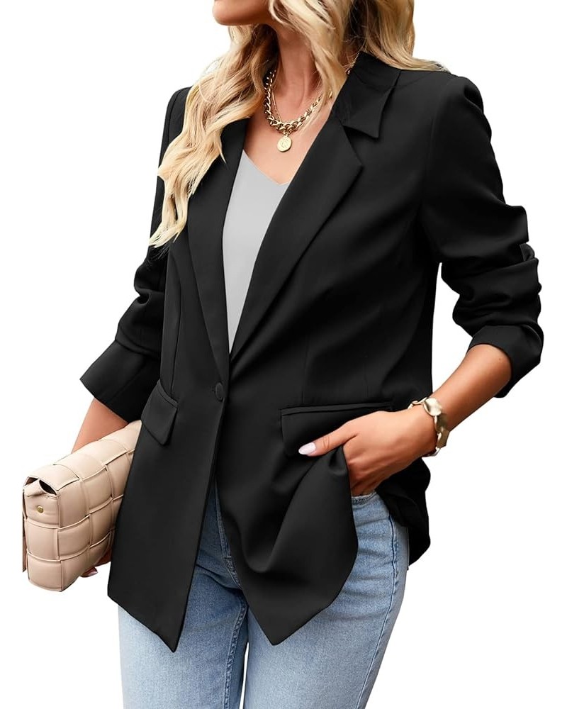 Women's Casual Blazer Open Front Long Sleeve Lapel Work Office Business Blazer Jacket with Pockets Black $19.37 Blazers