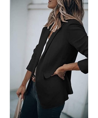 Women's Casual Blazer Open Front Long Sleeve Lapel Work Office Business Blazer Jacket with Pockets Black $19.37 Blazers