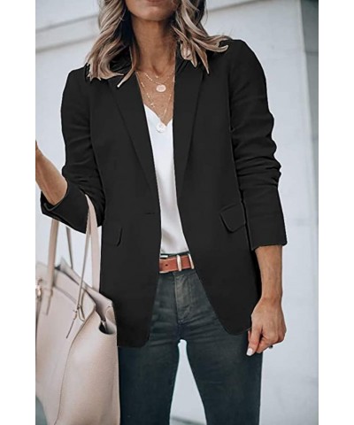 Women's Casual Blazer Open Front Long Sleeve Lapel Work Office Business Blazer Jacket with Pockets Black $19.37 Blazers