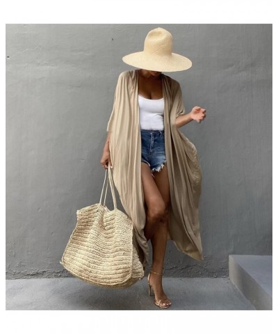 Women's Fashion Geometry Print Cover ups Tunic Kimono Cardigan Shawl Beige 21077 $11.04 Swimsuits