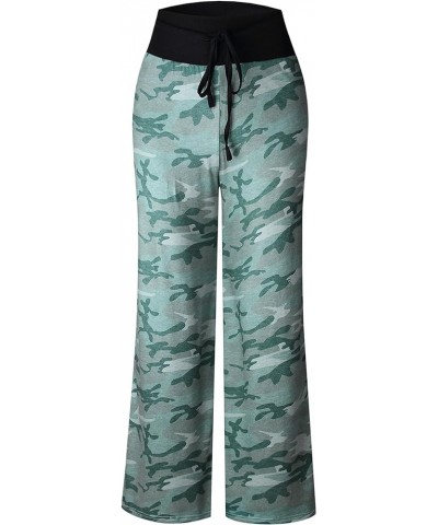 Women's Comfy Pajama Lounge Pants Floral Print Drawstring Jogger Wide Leg Athletic Pants Green 3 $11.21 Sleep & Lounge