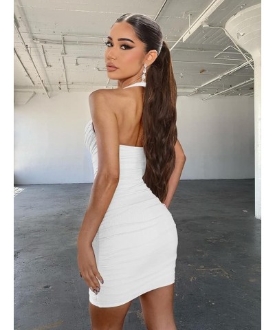 Women's Sexy Halter Backless Night Out Empire Summer Mini Clubwear Dress White $20.29 Dresses