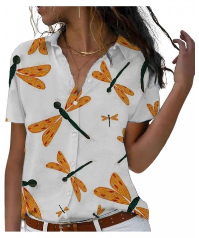 Floral Tops for Women Summer Flower Printed V Neck Tshirts Short Sleeve Tops Dressy Casual A-white2 $16.22 Tops