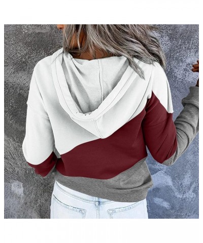 Womens Casual Hoodies Pullover Tops Drawstring Long Sleeve Button Down Sweatshirts 2022 Fall Clothes With Pocket Colorblock A...