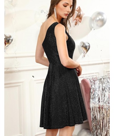 Women's Cocktail Dresses, One Shoulder Glitter Evening Party Dress, Sparkly Summer Dress 2023 Black $17.04 Dresses