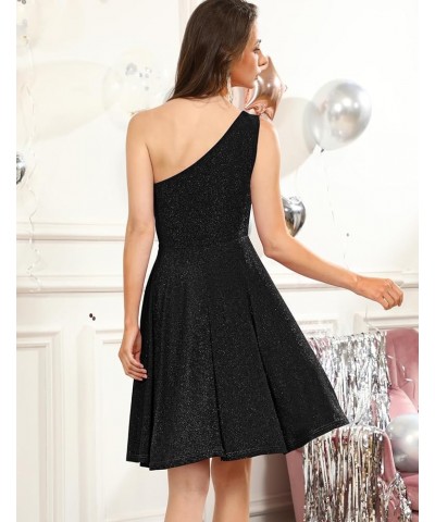 Women's Cocktail Dresses, One Shoulder Glitter Evening Party Dress, Sparkly Summer Dress 2023 Black $17.04 Dresses