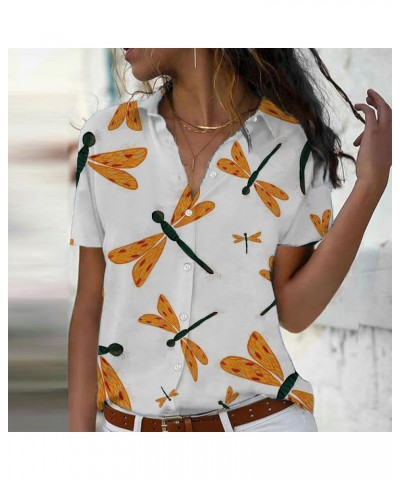 Floral Tops for Women Summer Flower Printed V Neck Tshirts Short Sleeve Tops Dressy Casual A-white2 $16.22 Tops