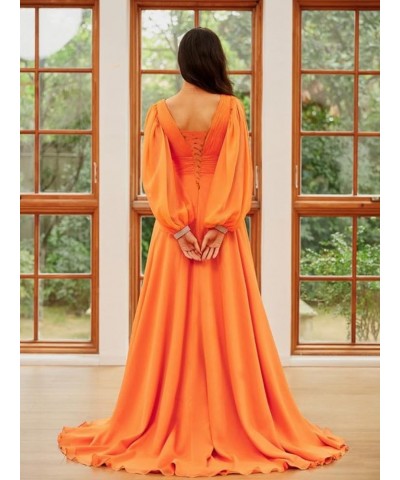 Women's Deep V-Neck Bridesmaid Dresses Long Sleeve Pleated Faux-Wrap Formal Dress with Slit YMS301 Yellow $31.31 Dresses