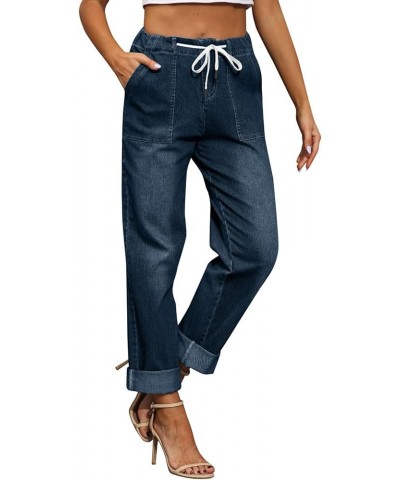 Women's Jeans Trousers are Slim and Thin, with Many Buttons, Micro Flare Pants Washed Jeans High Waisted, S-2XL A1-dark Blue ...