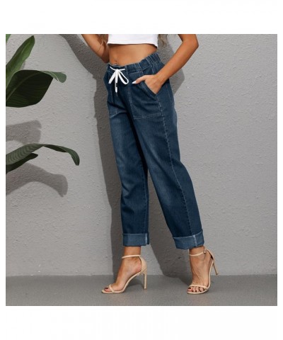 Women's Jeans Trousers are Slim and Thin, with Many Buttons, Micro Flare Pants Washed Jeans High Waisted, S-2XL A1-dark Blue ...