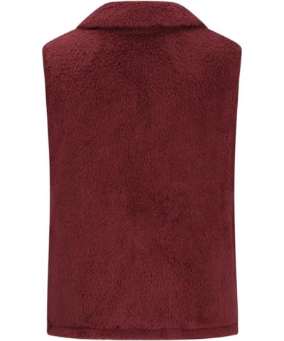 Womens Fuzzy Sherpa Fleece Jacket Lightweight Vest Cozy Sleeveless Cardigan Zipper Waistcoat Outerwear with Pockets Red-3 $6....