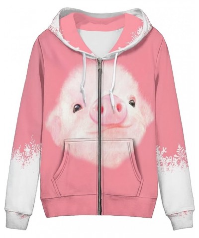 Women's Sport Jackets with Pocket Mexican Hooded Sweatshirt, Island Floral,Cats Hoodie Plus Size Drawstring Coat Pink Pig $23...