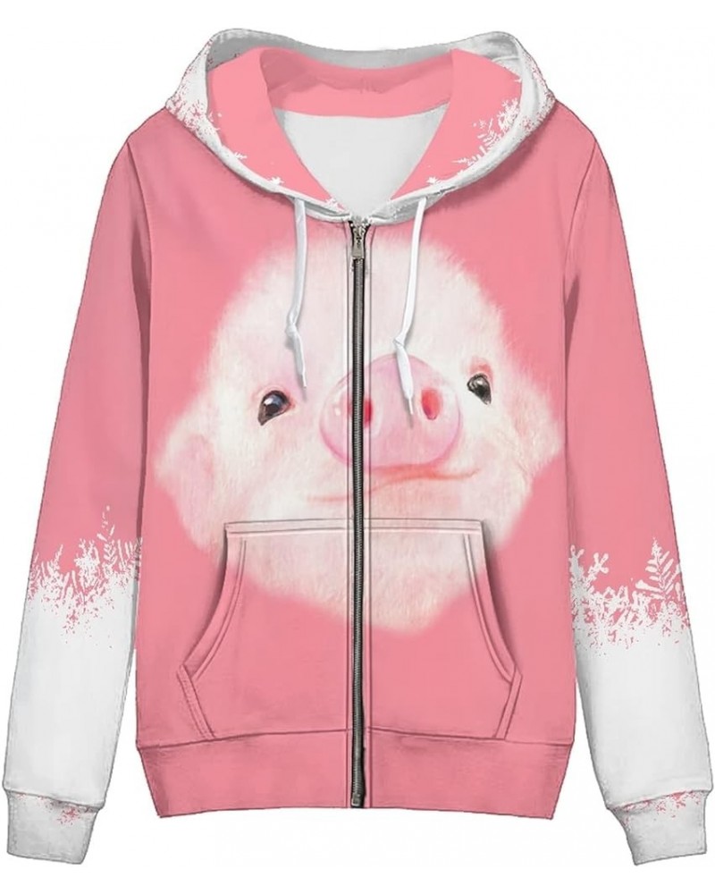 Women's Sport Jackets with Pocket Mexican Hooded Sweatshirt, Island Floral,Cats Hoodie Plus Size Drawstring Coat Pink Pig $23...