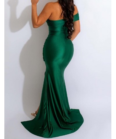 Women's Off Shoulder High Split Long Formal Party Maxi Dress, Off Shoulder High Split Dress Off Shoulder - Dark Green $22.49 ...