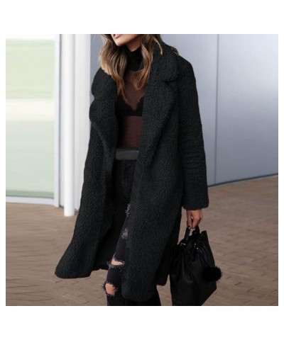 Long Winter Coats For Women 2023 Fashion Casual Fluffy Fleece Open Front Lapel Jacket Cozy Solid Shearling Shaggy Cardigan A0...