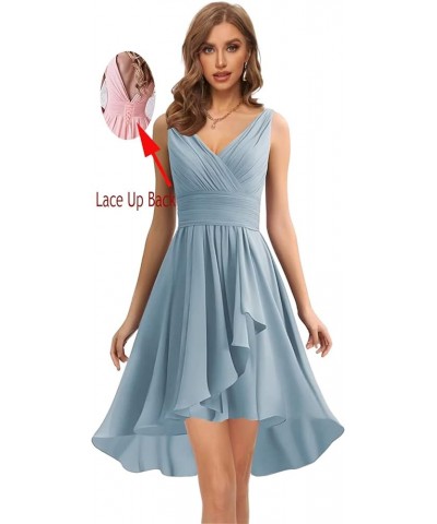 Women's Bridesmaid Dresses Short for Wedding Double V Neck Homecoming Dress Chiffon Formal Party Gowns Blush Pink $28.55 Dresses