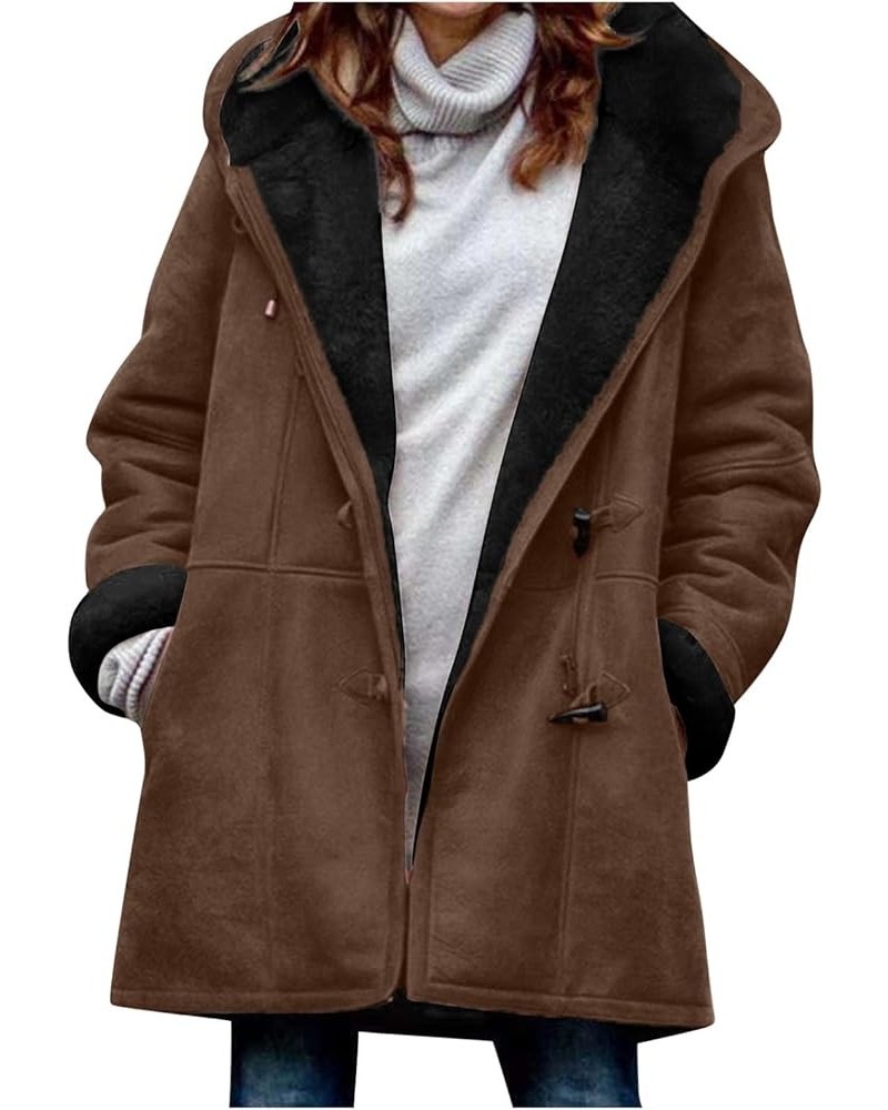 Winter Trench Coats for Women Long Length Parka Warm 2023 Trendy Plus Size Puffer Jacket Fleece Hooded Windbreaker A-coffee $...