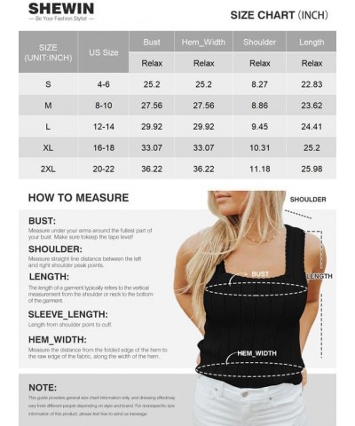 Womens Ribbed Tank Tops 2024 Summer Sleeveless Square Neck Casual Slim Fitted Basic Knit Shirts Black $14.24 Tanks