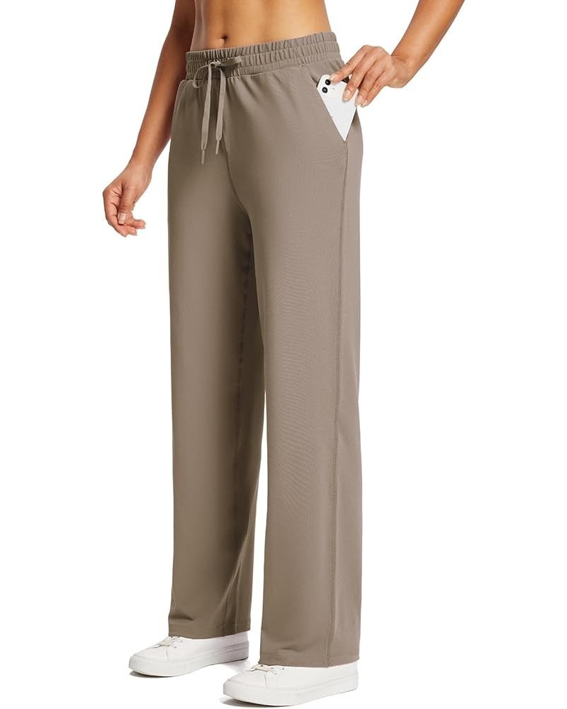 Women's 28"/30" Straight Leg Sweatpants Wide Leg Athletic Lounge Pants Pockets Stretch Soft Workout 28"-brown $18.48 Activewear