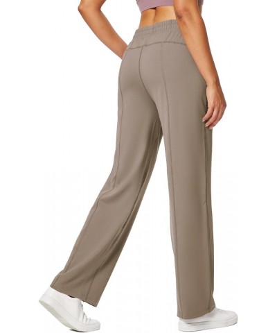 Women's 28"/30" Straight Leg Sweatpants Wide Leg Athletic Lounge Pants Pockets Stretch Soft Workout 28"-brown $18.48 Activewear