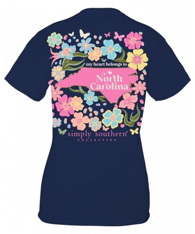 Women's Relaxed-Fit Short Sleeve T-Shirt | Inspirational | Preppy and Stylish Women’s T-Shirt North Carolina - Navy $16.51 T-...