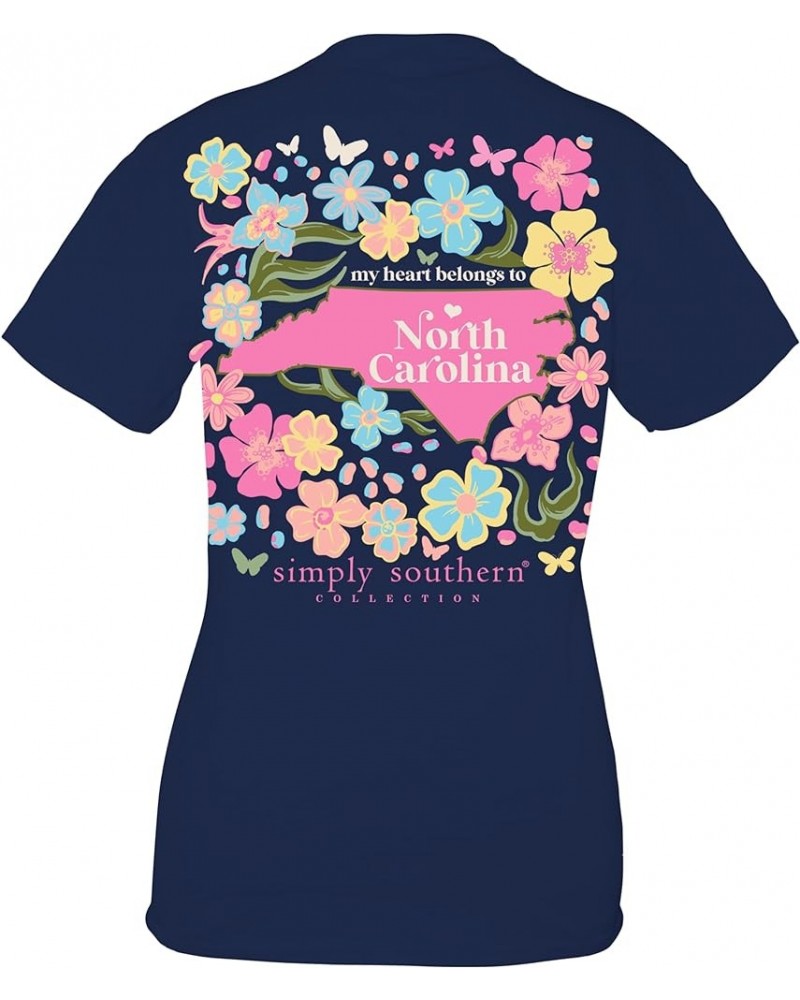 Women's Relaxed-Fit Short Sleeve T-Shirt | Inspirational | Preppy and Stylish Women’s T-Shirt North Carolina - Navy $16.51 T-...