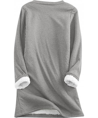 Fleece Lined Sweatshirt Women's Sherpa Lined Sweatshirt Winter Warm Fleece Crewneck Pullover Loungewear 03-dark Gray $10.25 A...